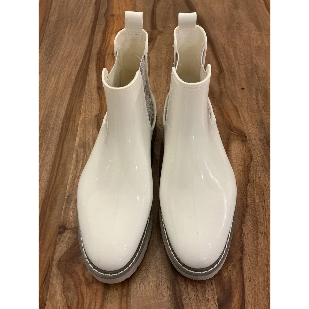 Cougar Kensington White Waterproof Rain Boots Snakeskin Chelsea Womens 7